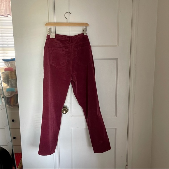 Red Corduroy High Waist Pants - Picture 2 of 7